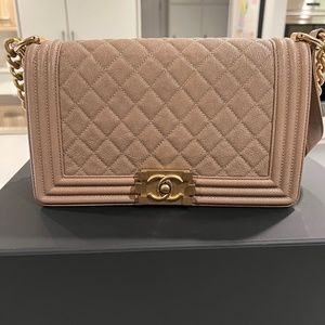 CHANEL Medium Boy Bag Dark Beige